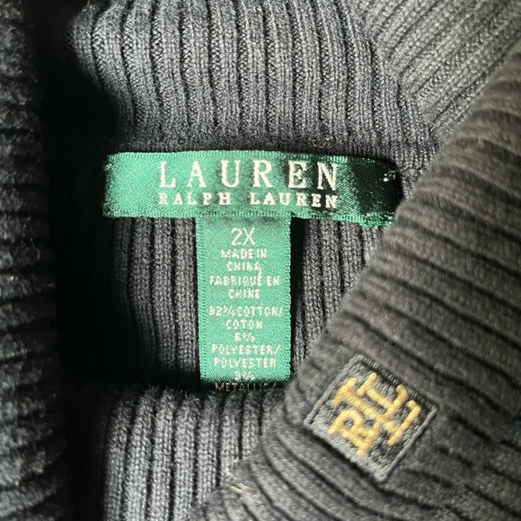 Lauren RL black turtleneck with gold stripes - Picture 2 of 2